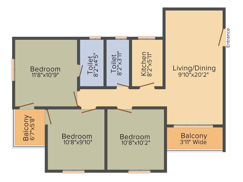 Deeshari Megacity (3BHK+3T (1,210 sq ft) 1210 sq ft)