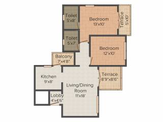 Bhojwani The Nook Phase 1 (2BHK+2T (1040 sq ft) 1072 sq ft) Bhojwani The Nook Phase 1 (2BHK+2T (1040 sq ft) 1072 sq ft)