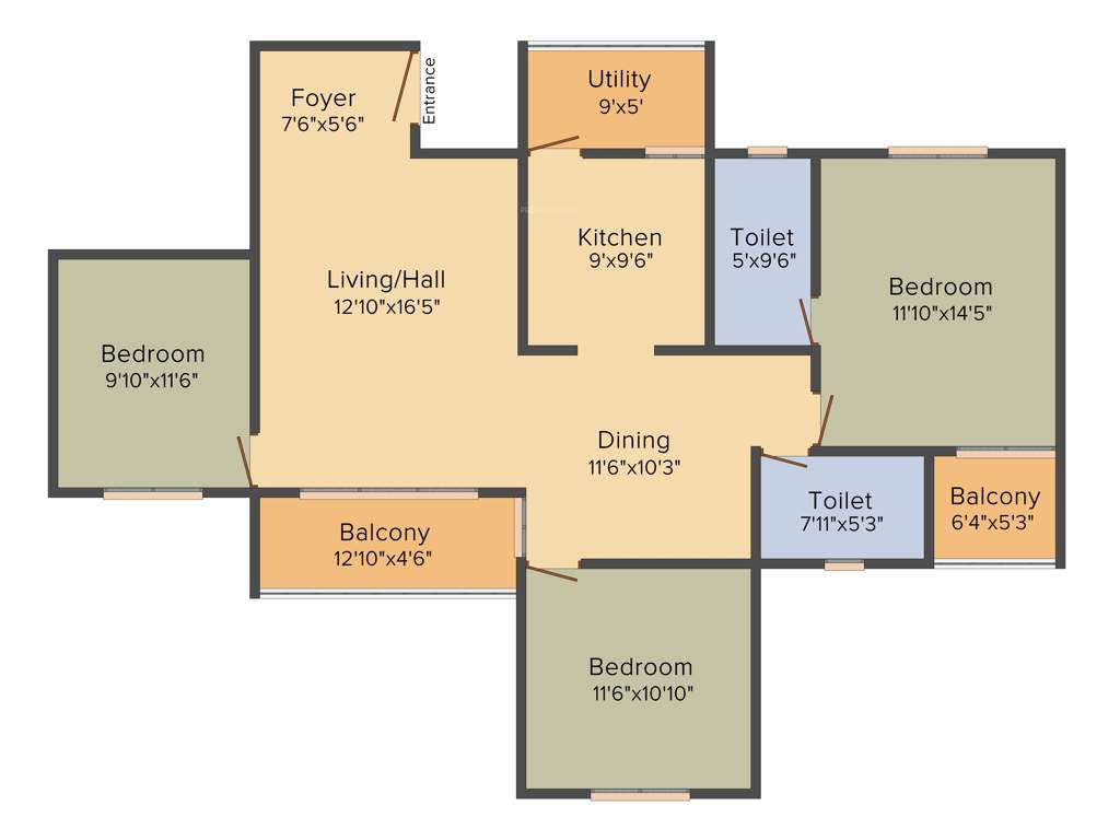 MJ Lifestyle Amadeus (3BHK+3T (1373 sq ft) 1373 sq ft)