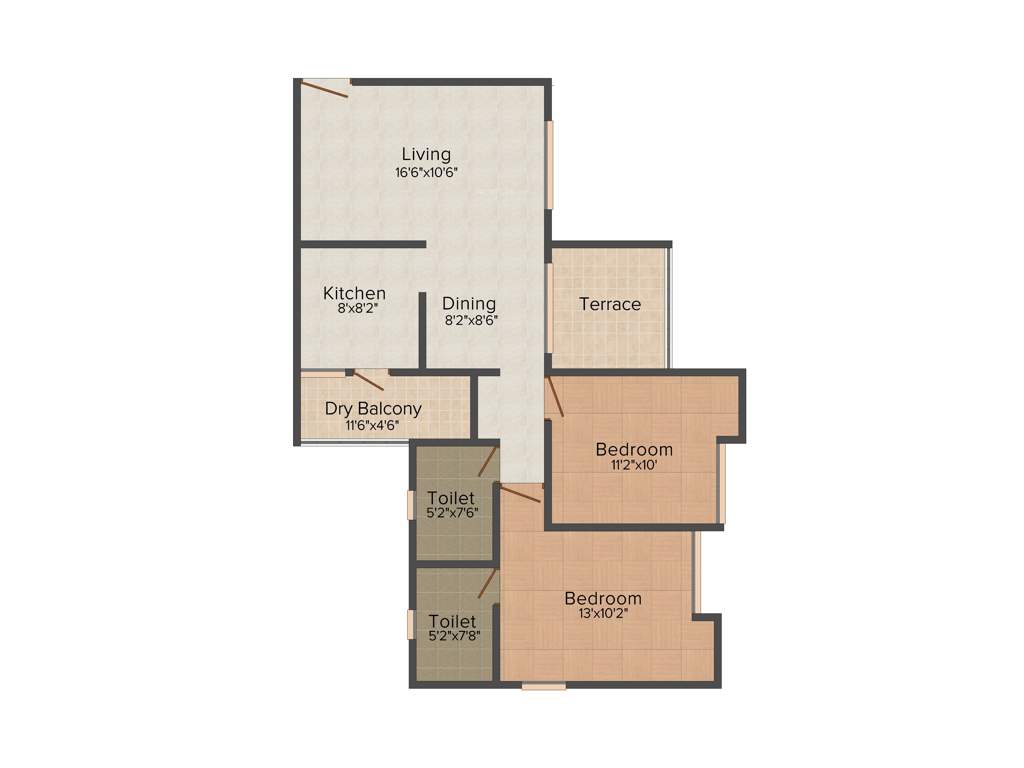 Gulmohar Primrose (2BHK+2T (1089 sq ft) 1089 sq ft)