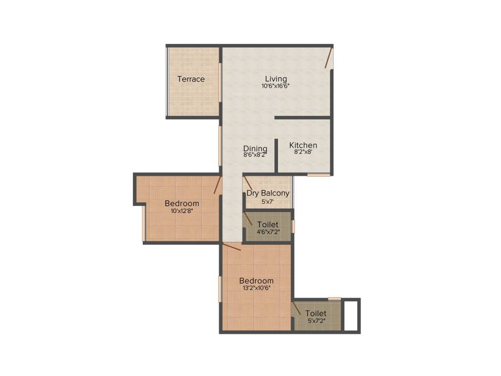 Gulmohar Primrose (2BHK+2T (1095 sq ft) 1095 sq ft)