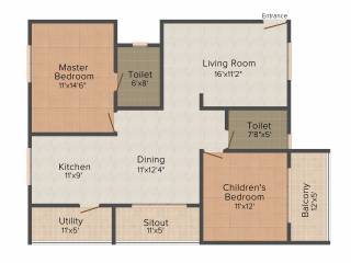 Radiant Elitaire (2BHK+2T (1330 sq ft) 1330 sq ft) Radiant Elitaire (2BHK+2T (1330 sq ft) 1330 sq ft)