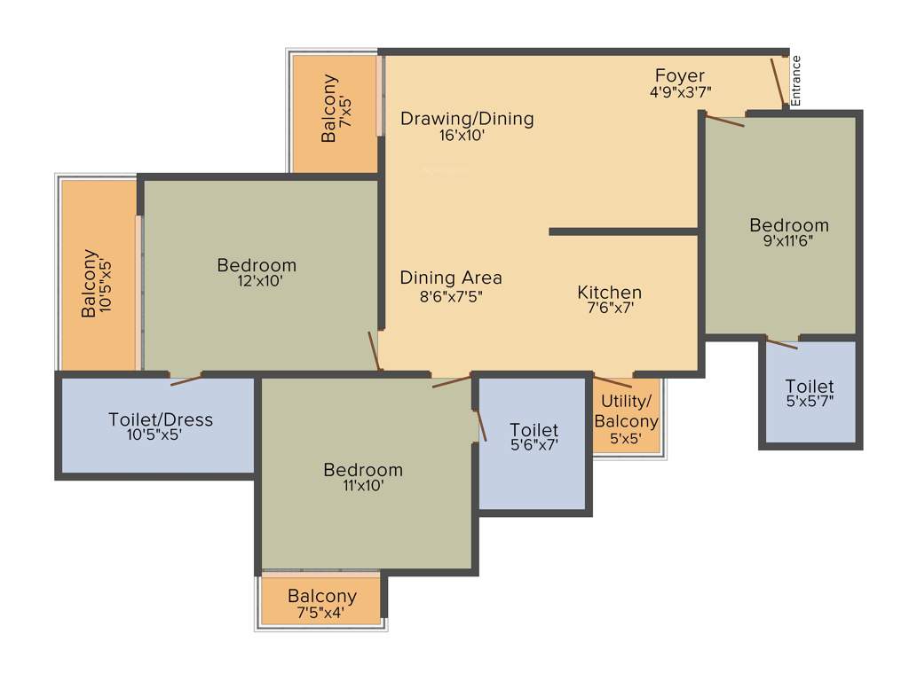 Emenox La Solara (3BHK+3T (1,365 sq ft) 1365 sq ft)