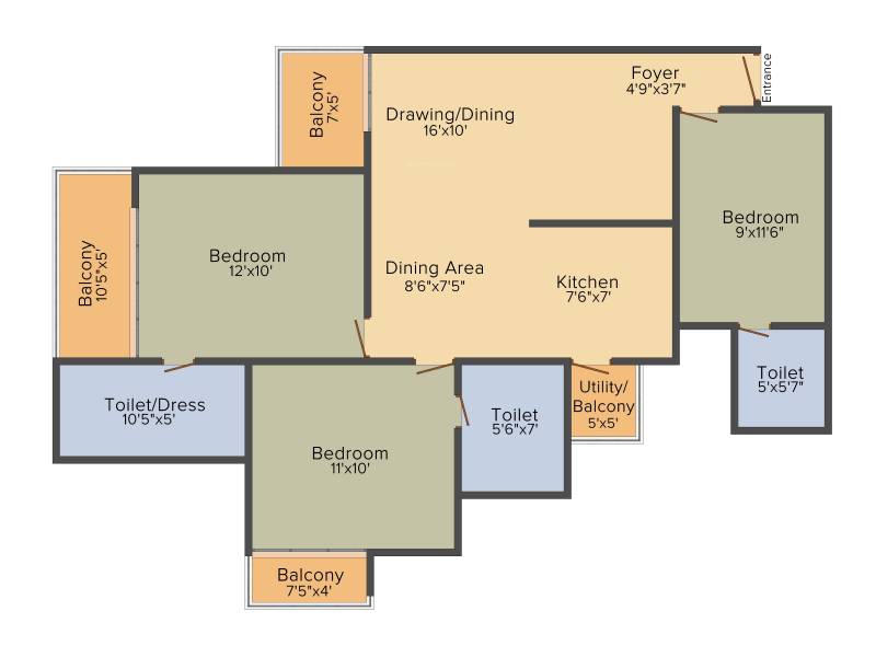 Emenox La Solara (3BHK+3T (1,365 sq ft) 1365 sq ft)