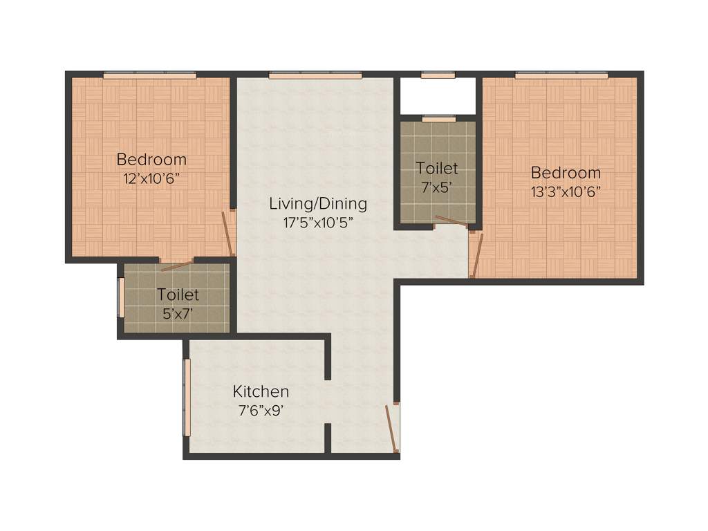 Lalani Grandeur (2BHK+2T (638 sq ft) 638 sq ft)