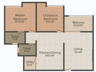Kushal Swarnali (2BHK+2T (623 sq ft) 623 sq ft)