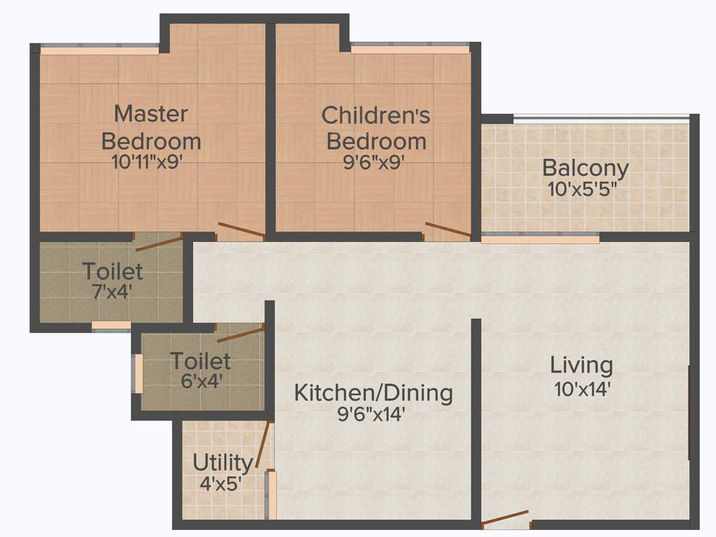 Kushal Swarnali (2BHK+2T (623 sq ft) 623 sq ft)