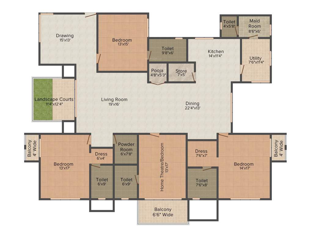 Aparna Sarovar Grande (4BHK+5T (3695 sq ft) 3695 sq ft)