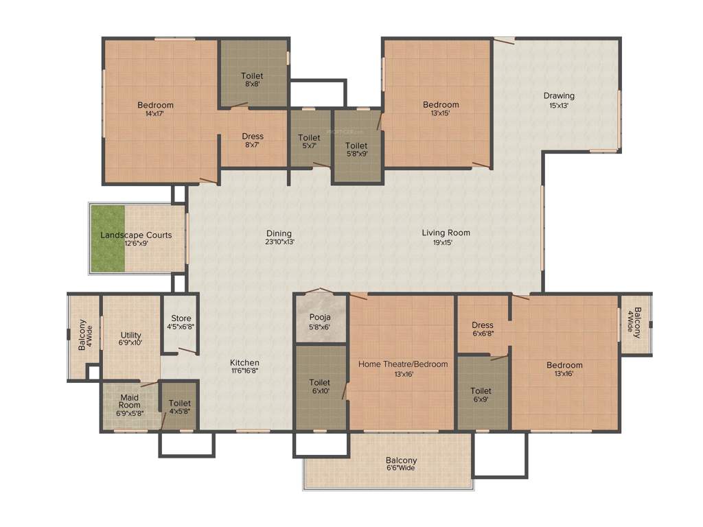 Aparna Sarovar Grande (4BHK+5T (3710 sq ft) 3710 sq ft)