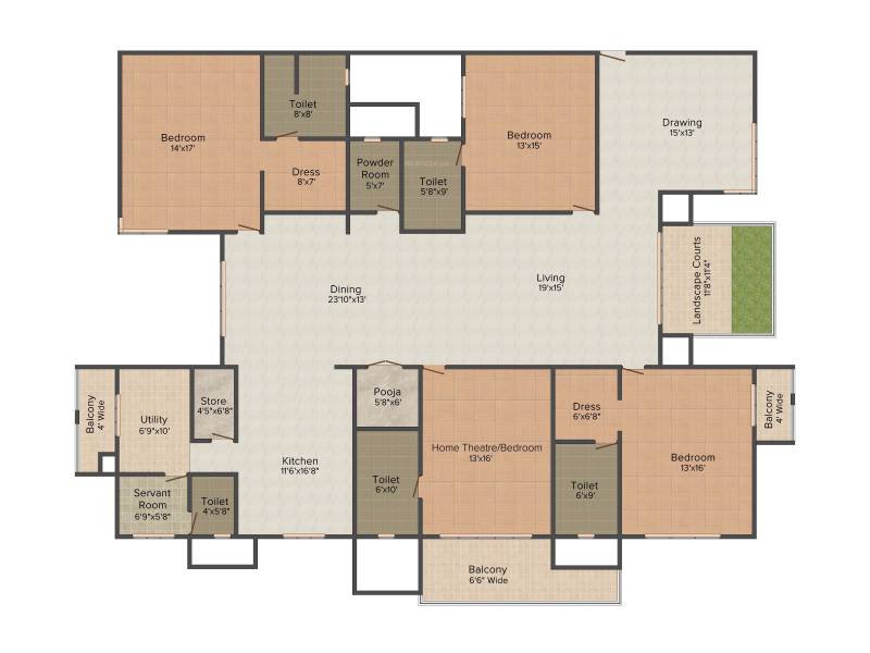 Aparna Sarovar Grande (4BHK+5T (3735 sq ft) 3735 sq ft)