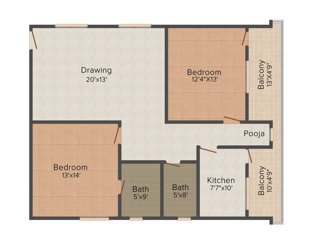 Srisairam Towers (2BHK+2T (1360 sq ft) 1360 sq ft)