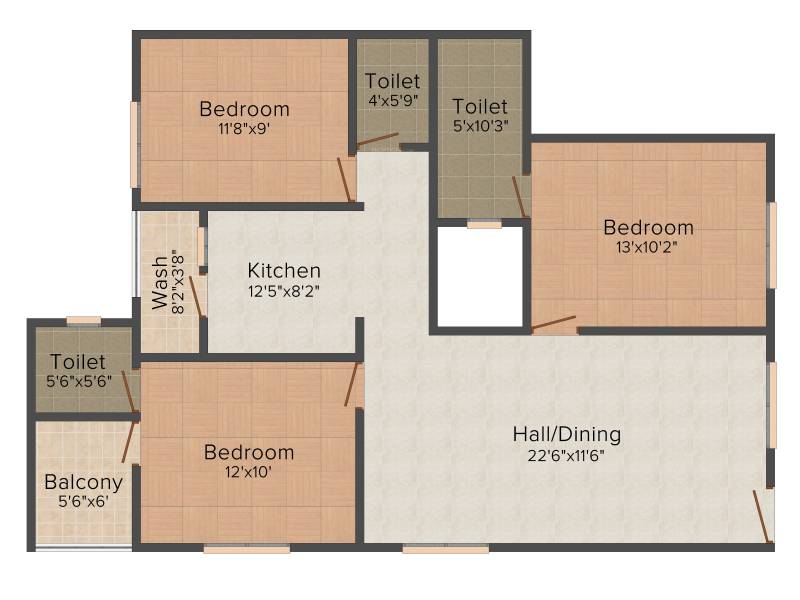 Srisairam Towers (3BHK+3T (1310 sq ft) 1310 sq ft)