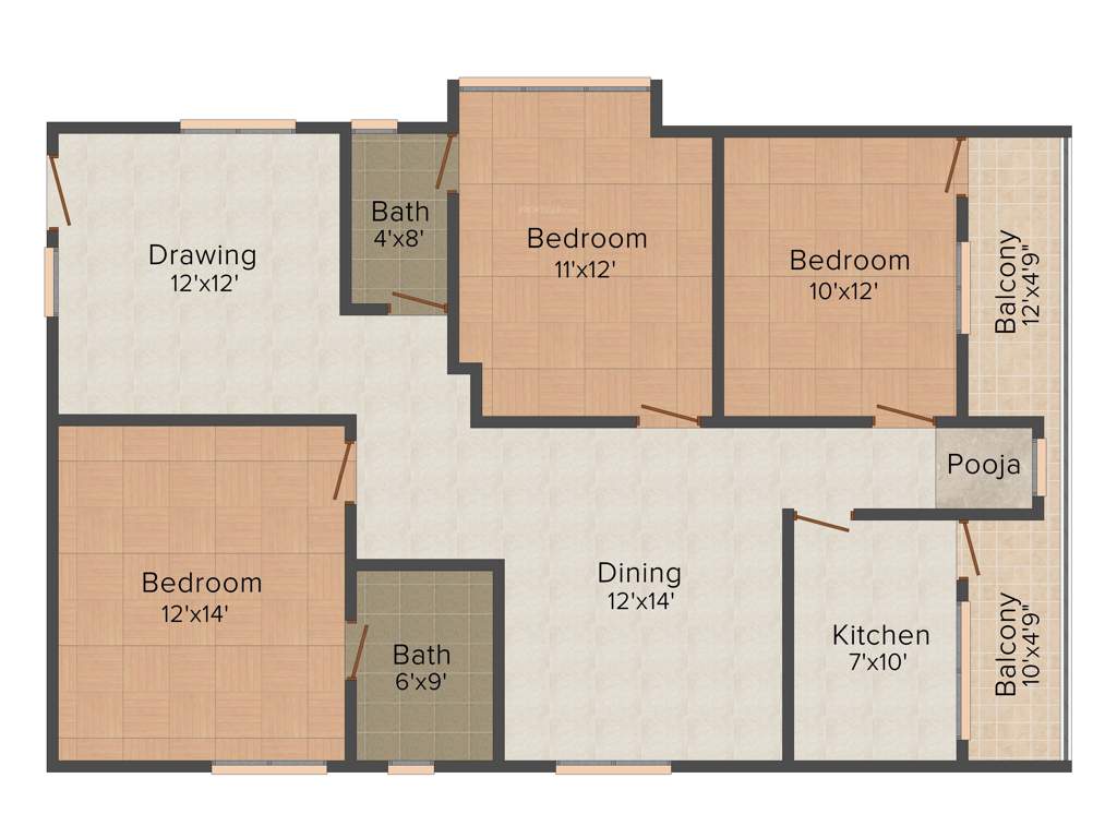 Srisairam Towers (3BHK+2T (1515 sq ft) 1515 sq ft)