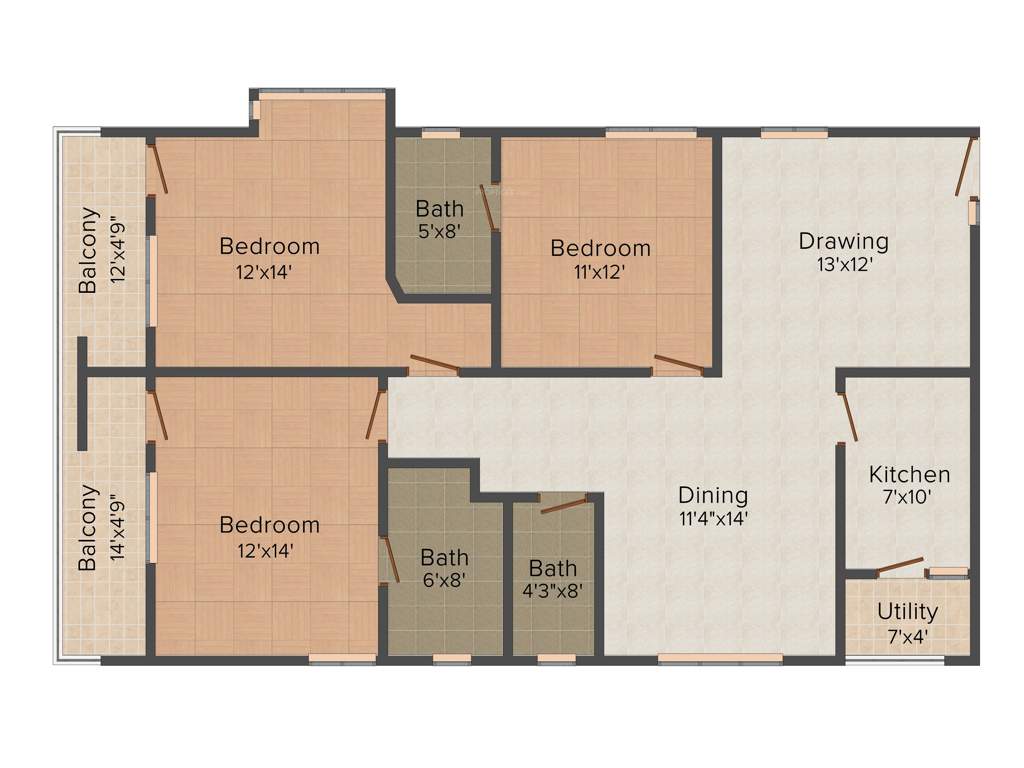 Srisairam Towers (3BHK+3T (1650 sq ft) 1650 sq ft)