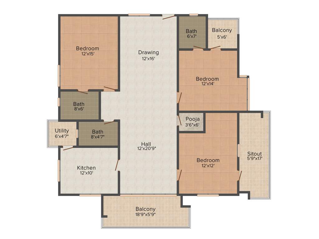 Srisairam Towers (3BHK+3T (2080 sq ft) 2080 sq ft)