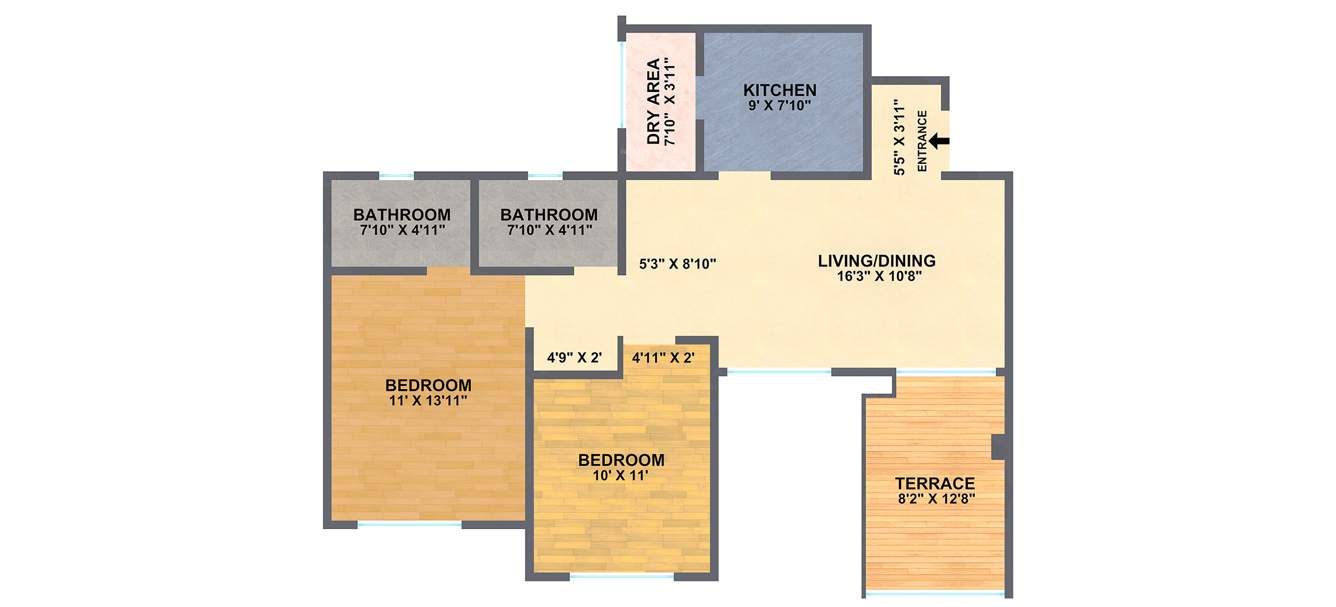Mont Vert One (2BHK+2T (1078 sq ft) 1078 sq ft)
