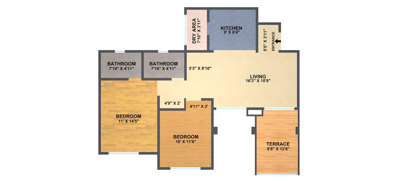 Mont Vert One (2BHK+2T (1076 sq ft) 1076 sq ft)