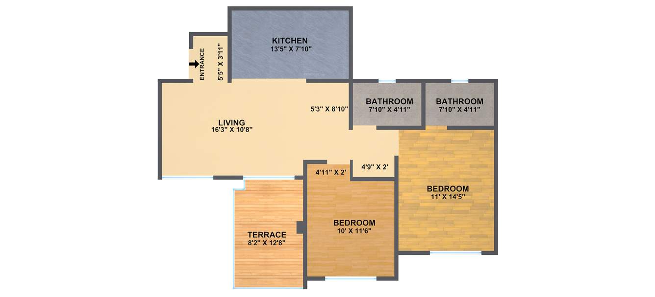 Mont Vert One (2BHK+2T (1079 sq ft) 1079 sq ft)