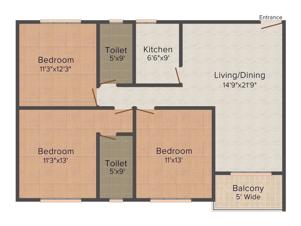 Vishnu Vishnu Regency (3BHK+2T (1392 sq ft) 1392 sq ft)