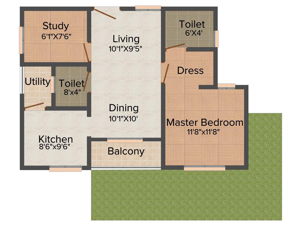 Hill County Hill County Apartment (1BHK+2T (975 sq ft) 975 sq ft)
