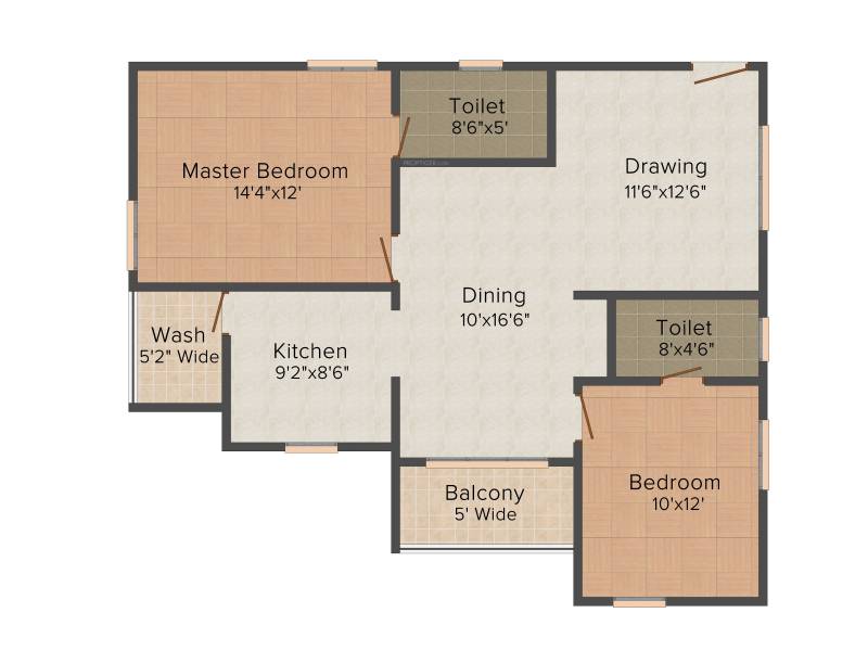 Srinidhi Sri Moonstone Park (2BHK+2T (1135 sq ft) 1135 sq ft)