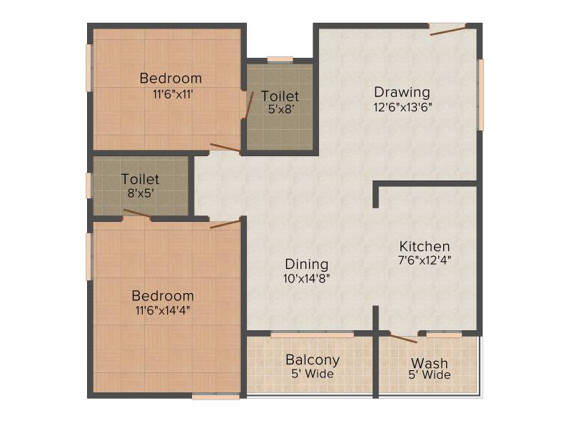 Srinidhi Sri Moonstone Park (2BHK+2T (1177 sq ft) 1177 sq ft)