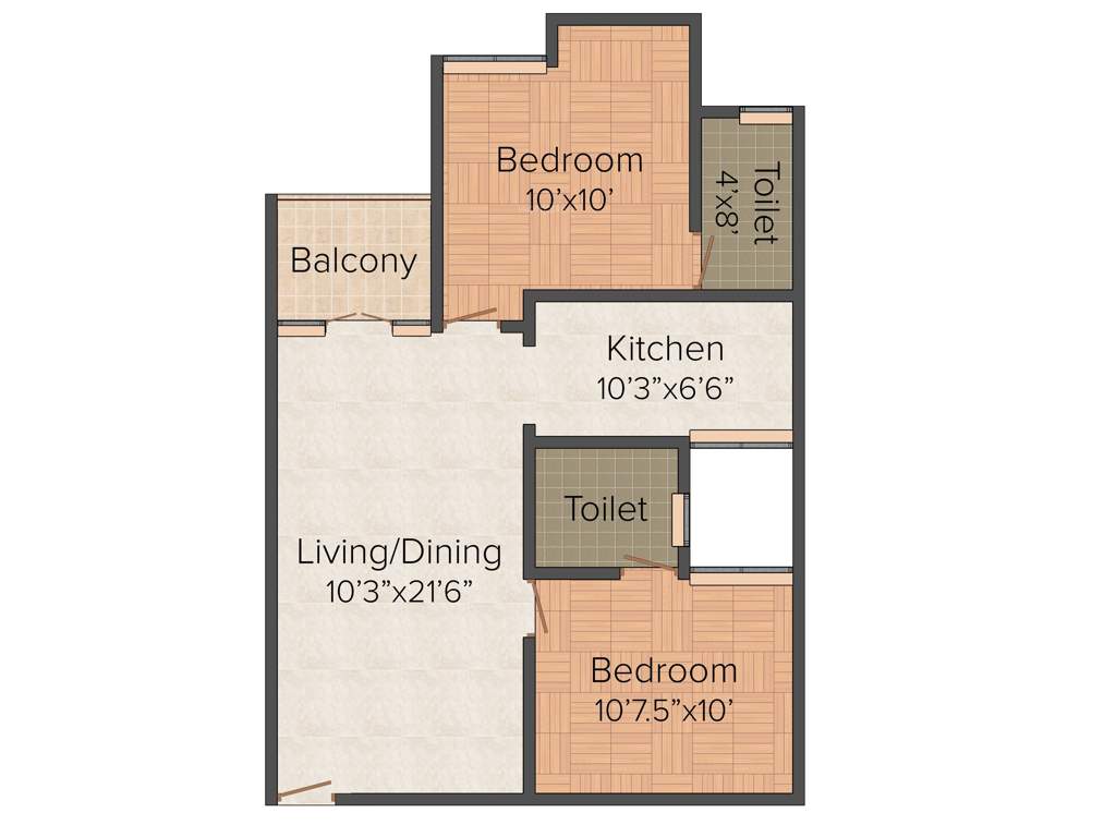 Adinath Shantiniketan (3BHK (1075 sq ft) 1020 sq ft)