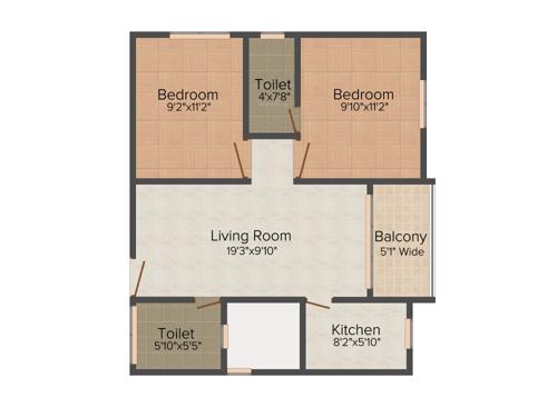 Pearl Shivoham Gardenia (2BHK+2T (660 sq ft) 660 sq ft)