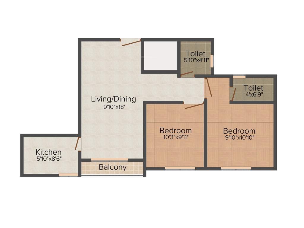 Pearl Shivoham Gardenia (2BHK+2T (662 sq ft) 662 sq ft)