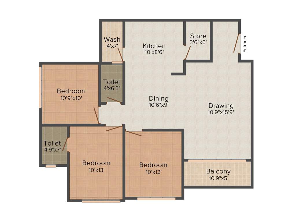 Navkar Kalasagar Heights (3BHK+2T (1278 sq ft) 1278 sq ft)