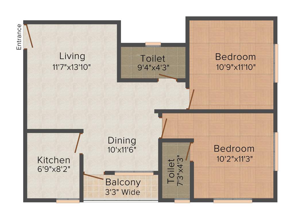Skyline Harmony (2BHK+2T (1016 sq ft) 1016 sq ft)
