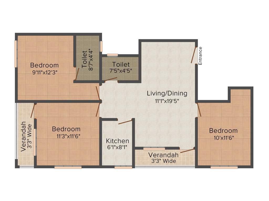 Skyline Harmony (3BHK+2T (1252 sq ft) 1252 sq ft)
