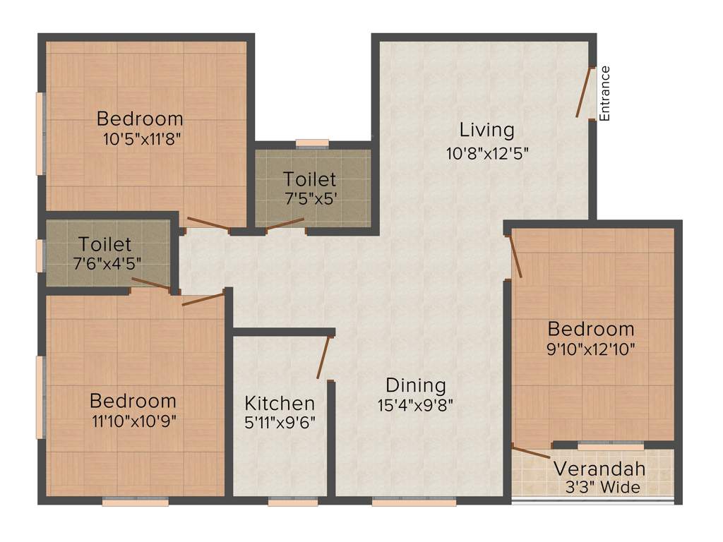 Skyline Harmony (3BHK+2T (1290 sq ft) 1290 sq ft)