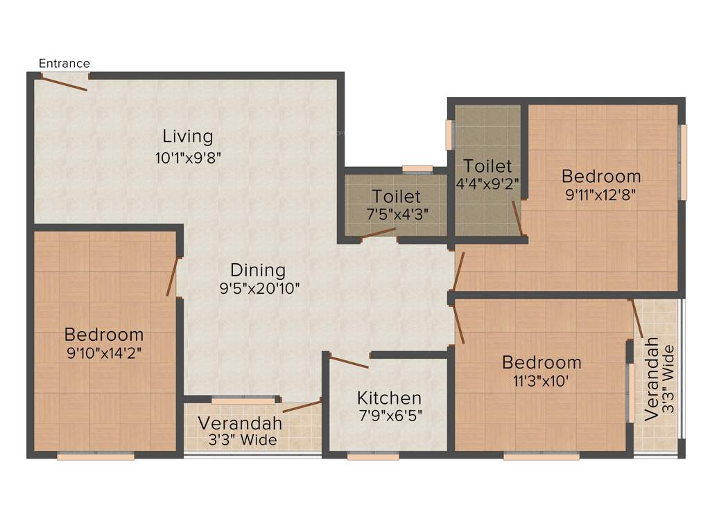 Skyline Harmony (3BHK+2T (1362 sq ft) 1362 sq ft)