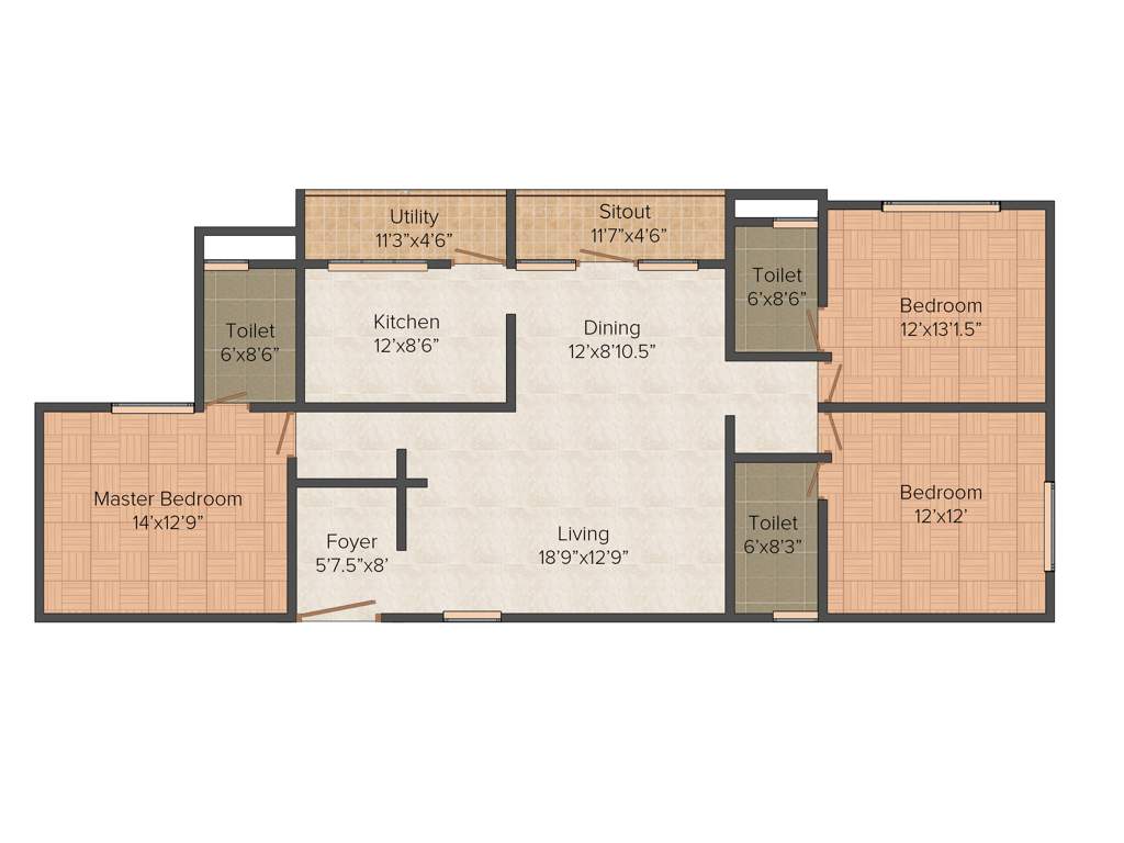 Greata Masken Heights (3BHK+3T (1475 sq ft) 1479 sq ft)