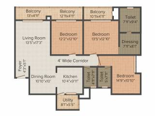 Paranjape Wind Fields (3BHK+3T (1478 sq ft) 1478 sq ft) Paranjape Wind Fields (3BHK+3T (1478 sq ft) 1478 sq ft)