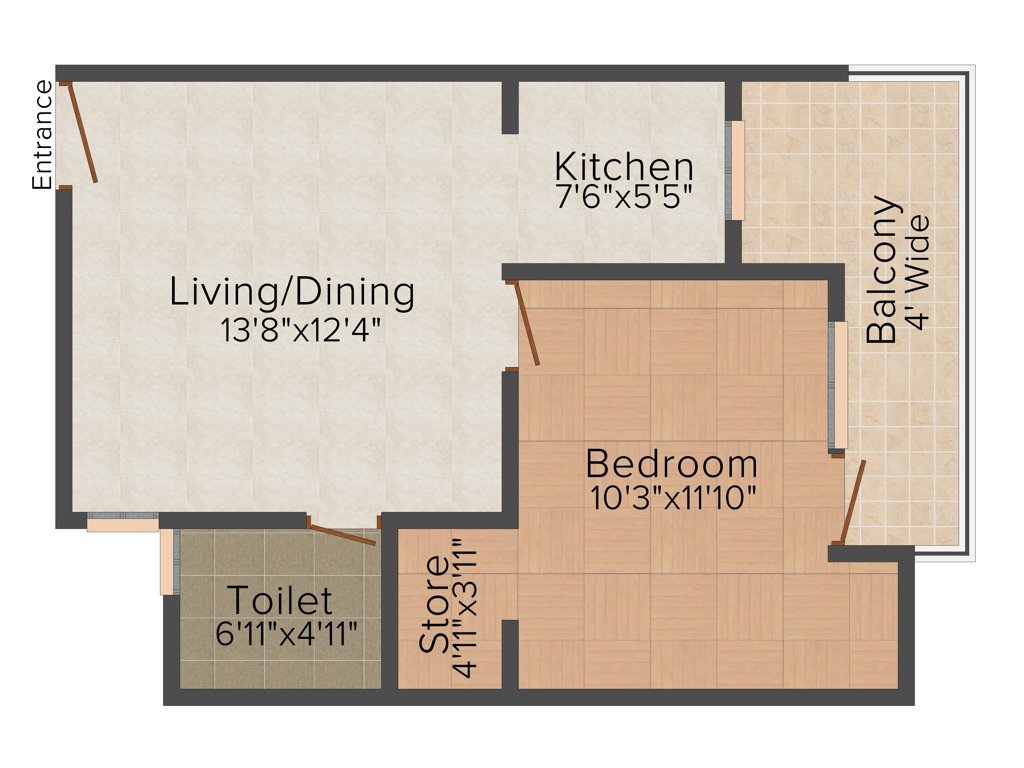 HBA Tech Zone Residency (1BHK (625 sq ft) 625 sq ft)
