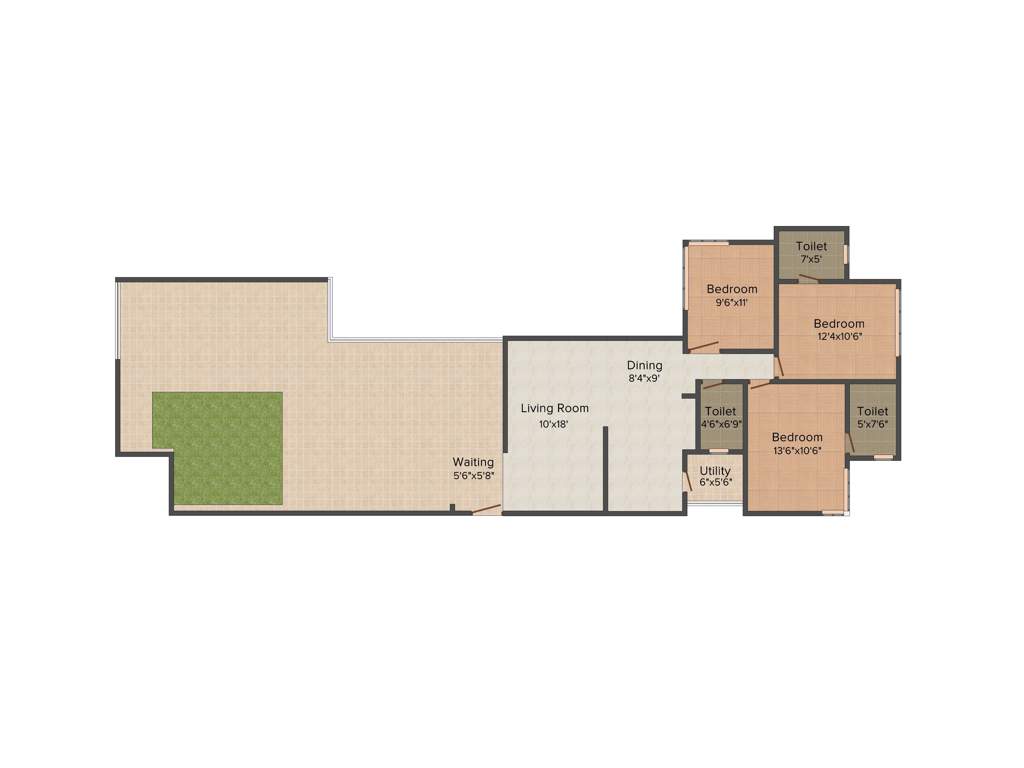 Ganesh Malabar County (3BHK+3T (1572 sq ft) 1572 sq ft)