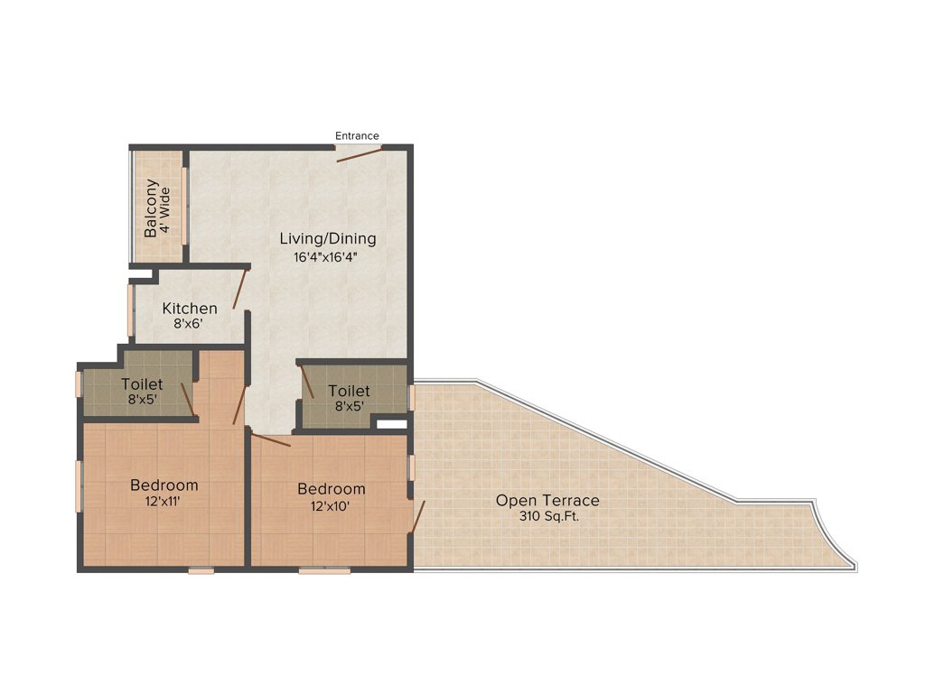 Oswal Orchard County (2BHK+2T (1218 sq ft) 1218 sq ft)