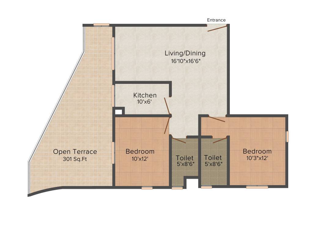 Oswal Orchard County (2BHK+2T (1249 sq ft) 1249 sq ft)