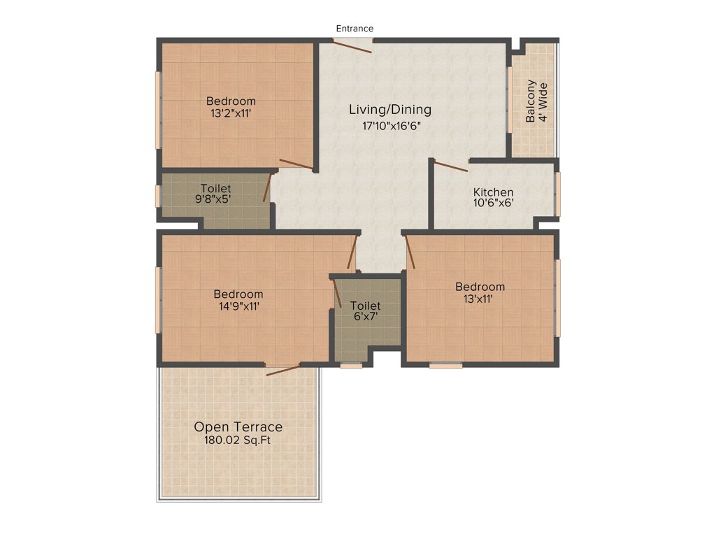 Oswal Orchard County (3BHK+2T (1511 sq ft) 1511 sq ft)