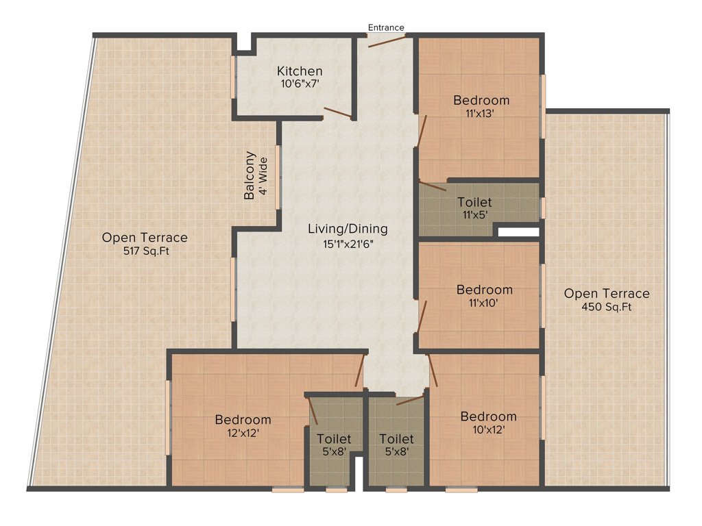 Oswal Orchard County (4BHK+3T (2301 sq ft) 2301 sq ft)