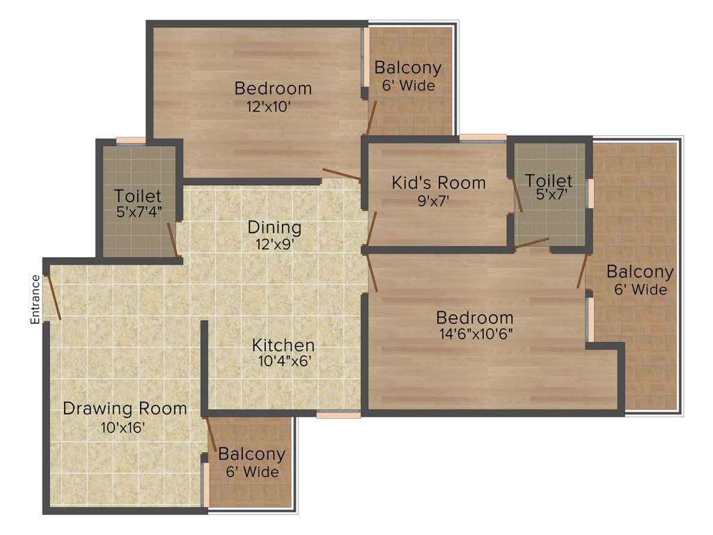 Omkar Royal Nest (3BHK+2T (1295 sq ft) 1295 sq ft)