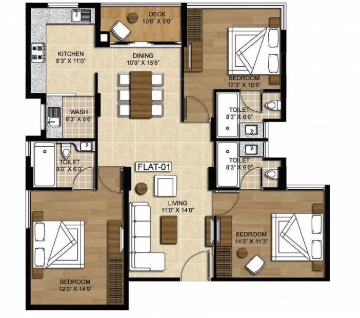 Altis Oceanique (3BHK+3T (1633 sq ft) 1633 sq ft)