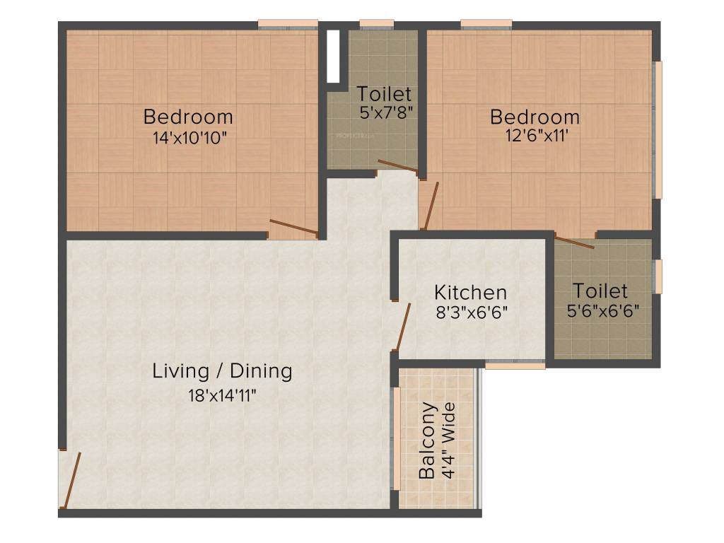 Dhoot Pratham (2BHK+2T (1095 sq ft) 1095 sq ft)