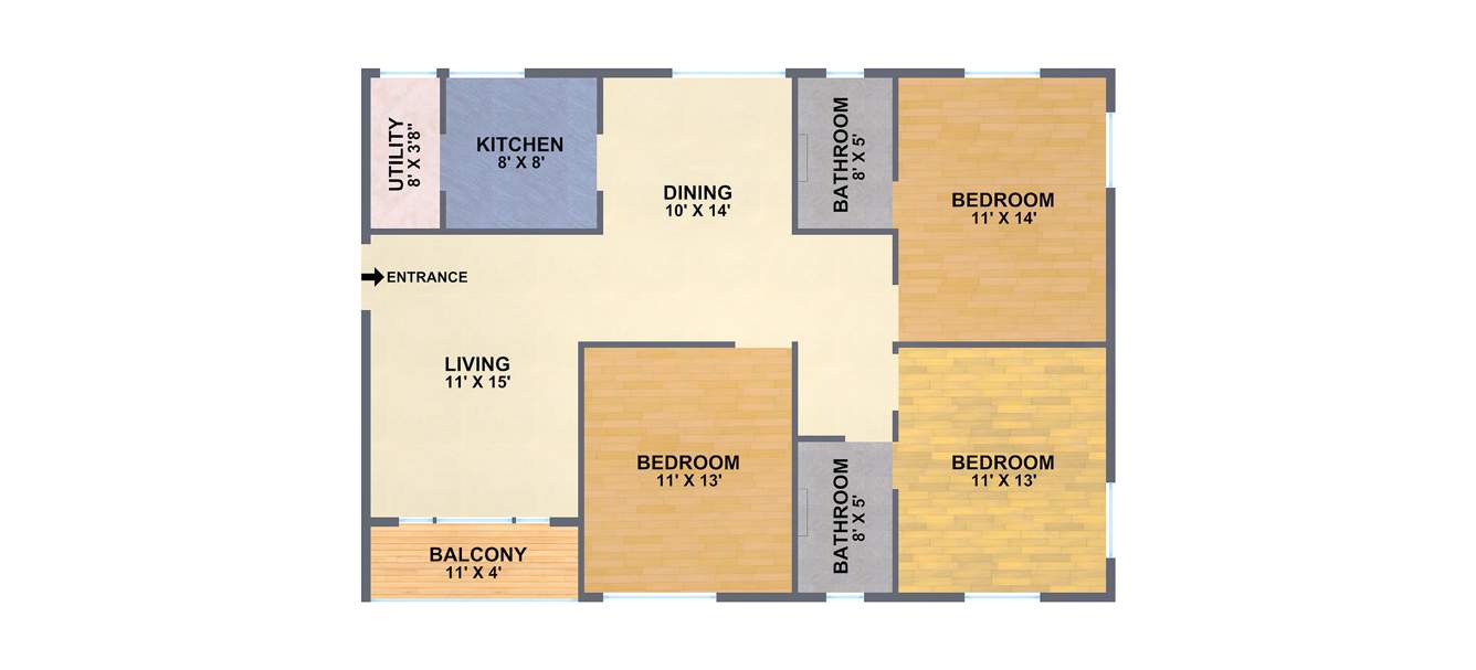 Jana Orchid (3BHK+2T (1340 sq ft) 1340 sq ft)