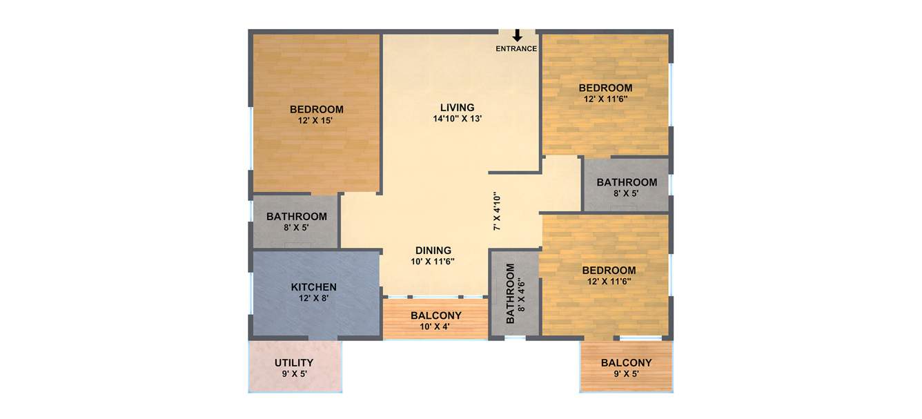 Jana Orchid (3BHK+3T (1425 sq ft) 1425 sq ft)