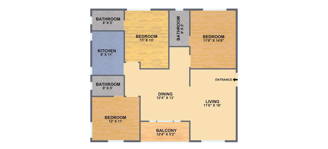 Jana Orchid (3BHK+3T (1545 sq ft) 1545 sq ft)