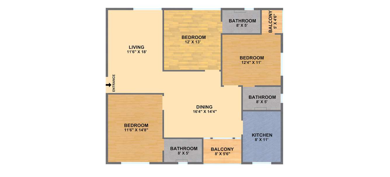 Jana Orchid (3BHK+3T (1560 sq ft) 1560 sq ft)