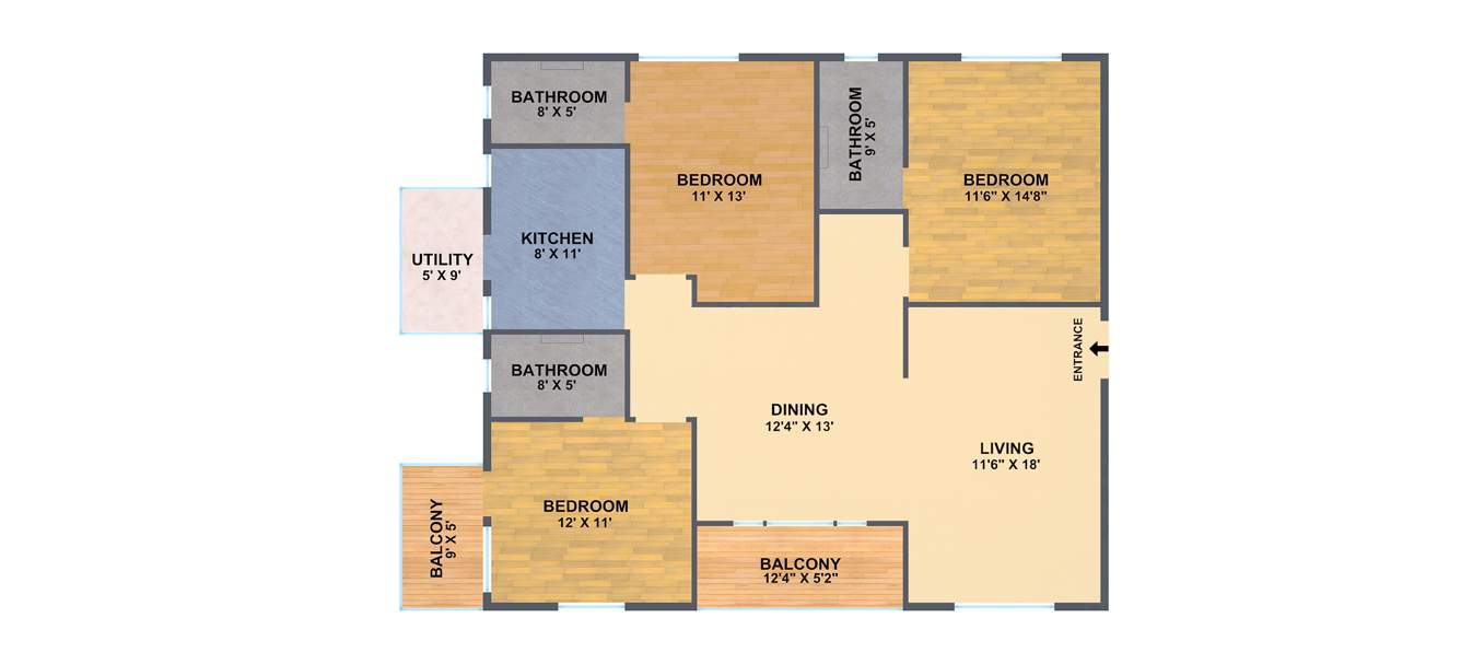 Jana Orchid (3BHK+3T (1655 sq ft) 1655 sq ft)